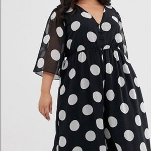 ASOS Curve button front waisted open back jumpsuit